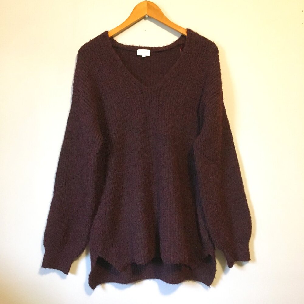 Gentle Fawn Hartley Textured Knit Sweater | Merlot Burgundy | Size Small - Picture 4 of 16